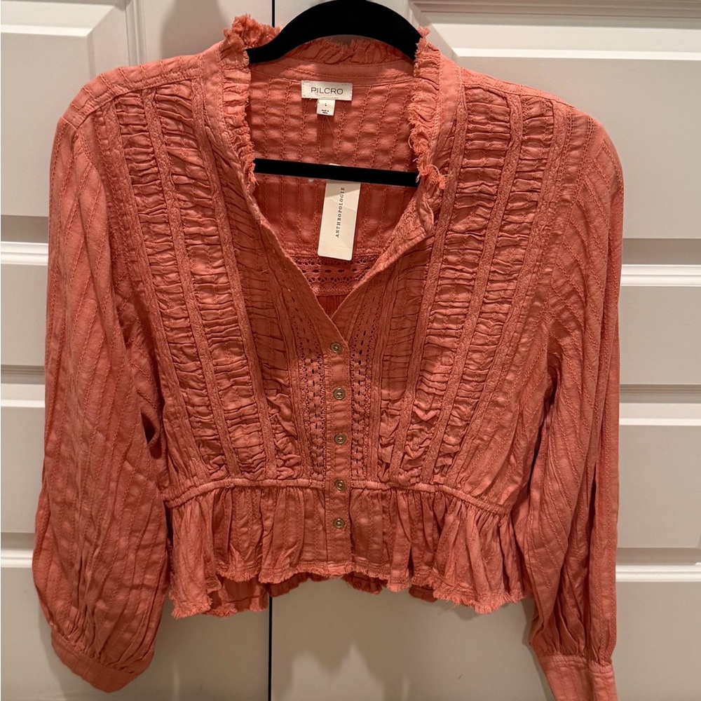 Pilcro Women's Coral Textured Blouse